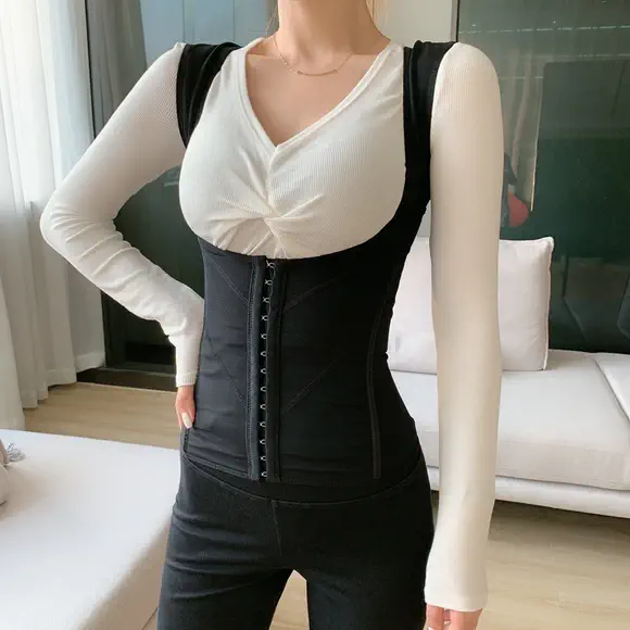 Mùa đông tam giác body định hình corset bụng dày lên cộng với áo nhung ấm áp với áo lót cúp ngực - Một mảnh