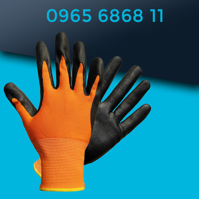 Găng tay bảo hộ sợi chịu nhiệt độ cao phủ cao su đàn hồi găng tay chống cắt chống trầy xước tổn thương tay găng tay xây dựng