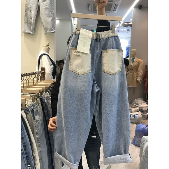 Quần áo Taotao 2018 mùa thu mới mới giặt quần denim nữ 37387 quần jean ống bó