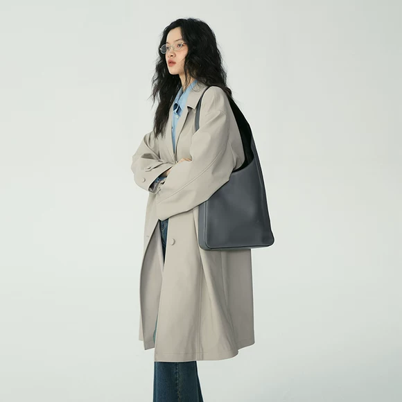 Áo gió nữ mùa thu 2018 mới trong phần dài của phiên bản Hàn Quốc của chiếc cà vạt rộng giản dị sang trọng, áo khoác mỏng mùa thu nữ áo khoác nữ mùa đông
