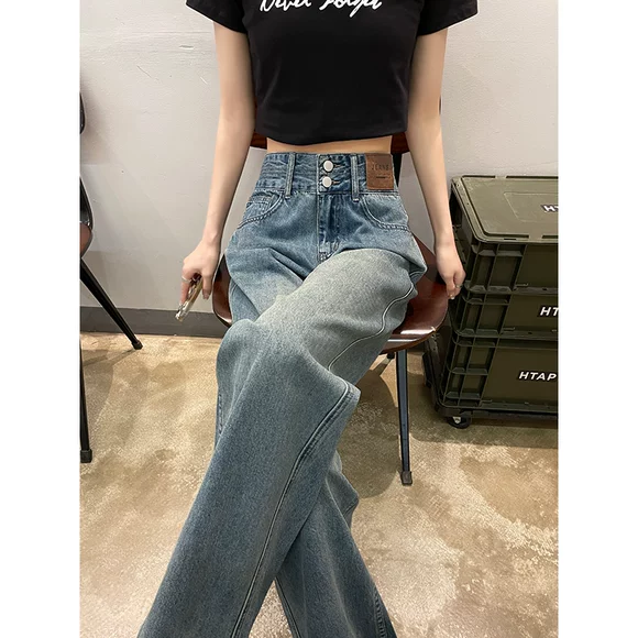 Quần mới, quần cạp cao co giãn thẳng của mẹ cộng với phân bón để tăng quần jeans nữ trung niên quần jean nữ hàng hiệu