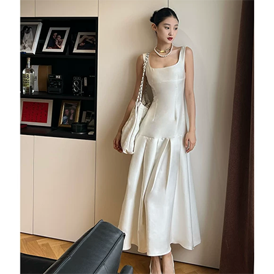 Váy cotton và vải lanh 2019 hè mới của phụ nữ nghệ thuật văn học mỏng phù hợp với váy mùa xuân và mùa hè phổ biến váy hai dây mùa xuân - váy đầm đầm công sở