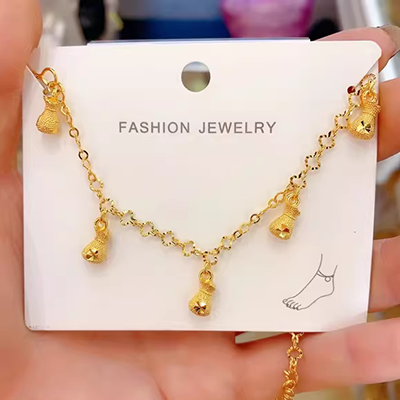 2018 mới của Hàn Quốc phiên bản của hai mặt 18 K rose gold vòng chân nữ không phai sexy không gây dị ứng đơn giản hoang dã Sen vòng đeo chân nữ