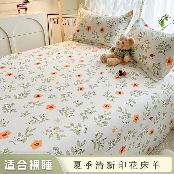 Chải mảnh DN giường ba mảnh bedspread Simmons bảo vệ tay áo cartoon 1.8m chống trượt màu trắng tinh khiết vải đúp - Trang bị Covers Ga chun Everon