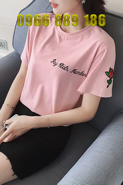 2018 mùa hè Hàn Quốc phiên bản của lỏng kích thước lớn letter in ấn ngắn tay cotton T-Shirt ladies thêu vòng cổ áo sơ mi từ bi áo phông trơn