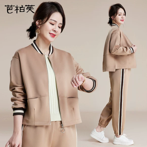 Áo thun nữ trung và dài tay cotton nữ chất liệu cotton sọc cổ tròn áo thun mùa xuân và mùa thu căng đáy quần lót