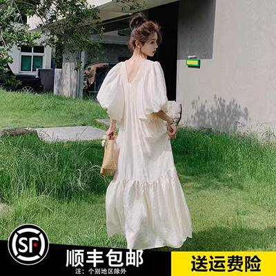 Hanfu 2019 hè mới sườn xám giữa váy dài đứng cổ áo phụ nữ cải tiến váy ren hàng ngày - Váy dài
