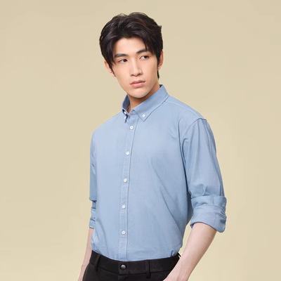 HLA/Heilan Nhà Đèn Kinh Doanh Thời Trang Sơ Mi Giản Dị 23 Mùa Thu Mới Cotton Nguyên Chất Oxford Dệt Áo Sơ Mi Dành Cho Nam