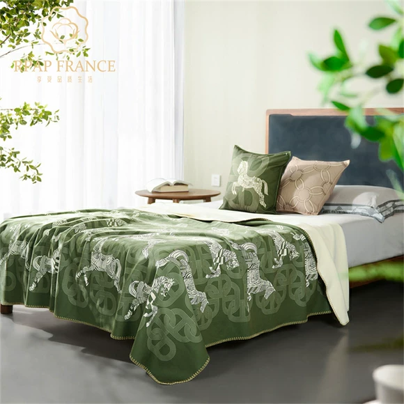 Chăn flannel mùa đông dày chăn giải trí cộng với nhung ấm pháp luật ren đôi chăn san hô chăn tuyết nhung