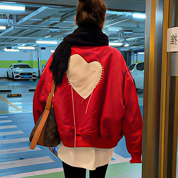 Mùa thu đông phong cách nhang nhỏ trong phần dài của màn lụa sáng màu đỏ phiên bản Hàn Quốc của chiếc áo rời ngực ấm áp trang trí áo khoác nữ - Áo khoác ngắn áo khoác nữ hàng hiệu